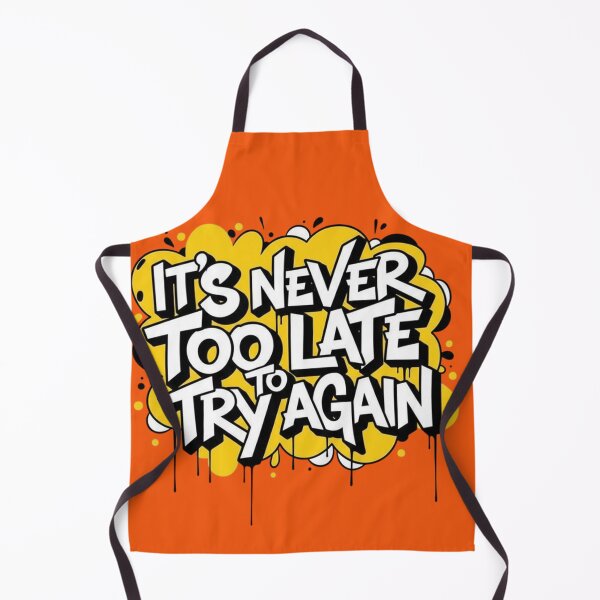 Item preview, It’s Never Too Late To Try Again – Bold Yellow & Black Typography Design designed and sold by SaicoGN.