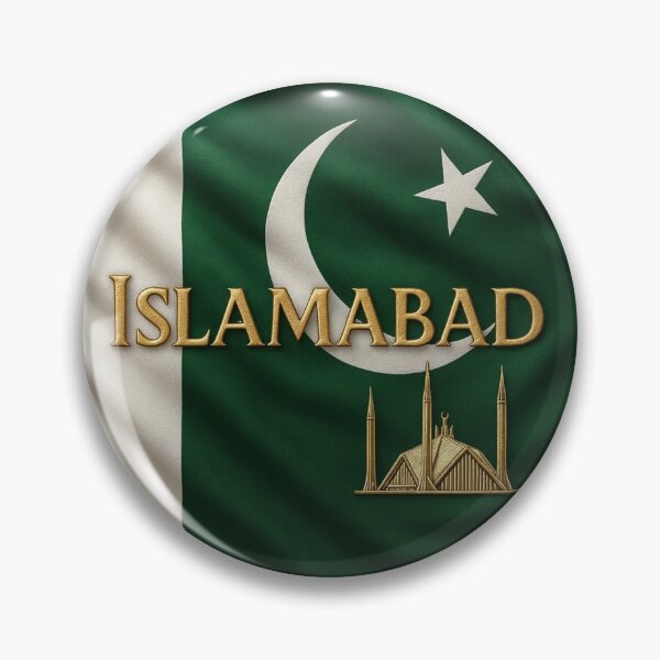 Item preview, Islamabad Pakistan Flag Emblem - Golden Faisal Mosque Design Souvenir designed and sold by Annika Shurafa.