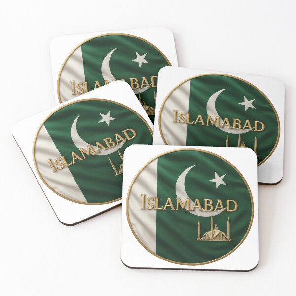 Item preview, Islamabad Pakistan Flag Emblem - Golden Faisal Mosque Design Souvenir designed and sold by Annika Shurafa.