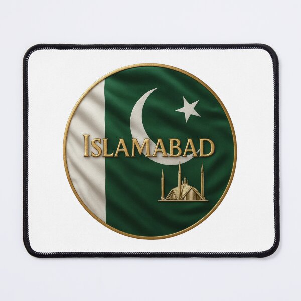 Item preview, Islamabad Pakistan Flag Emblem - Golden Faisal Mosque Design Souvenir designed and sold by Annika Shurafa.
