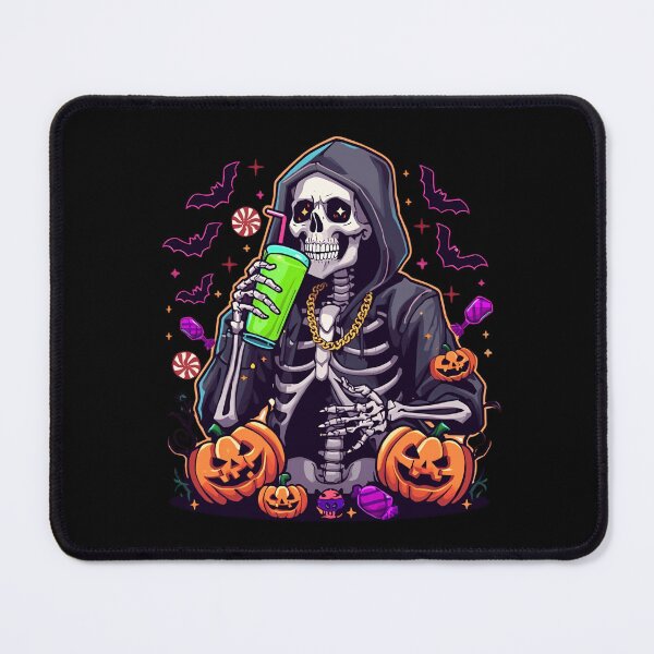 Item preview, Skeleton Rapper with Smoothie | Funny Halloween Hip-Hop Artwork designed and sold by ColorSplash123.