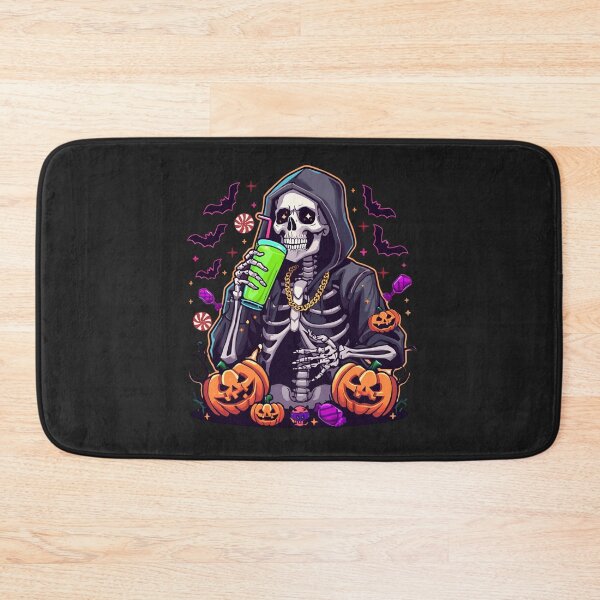 Item preview, Skeleton Rapper with Smoothie | Funny Halloween Hip-Hop Artwork designed and sold by ColorSplash123.