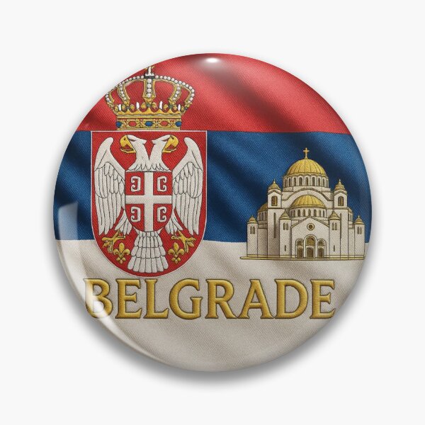 Item preview, Belgrade Serbia Flag Emblem - Golden Saint Sava Cathedral Souvenir designed and sold by Annika Shurafa.