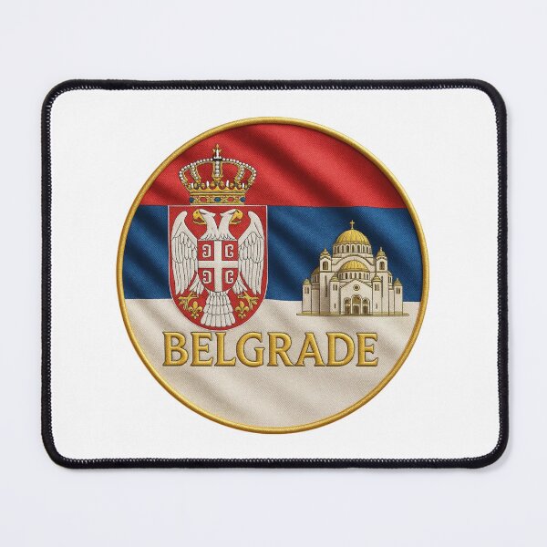 Item preview, Belgrade Serbia Flag Emblem - Golden Saint Sava Cathedral Souvenir designed and sold by Annika Shurafa.
