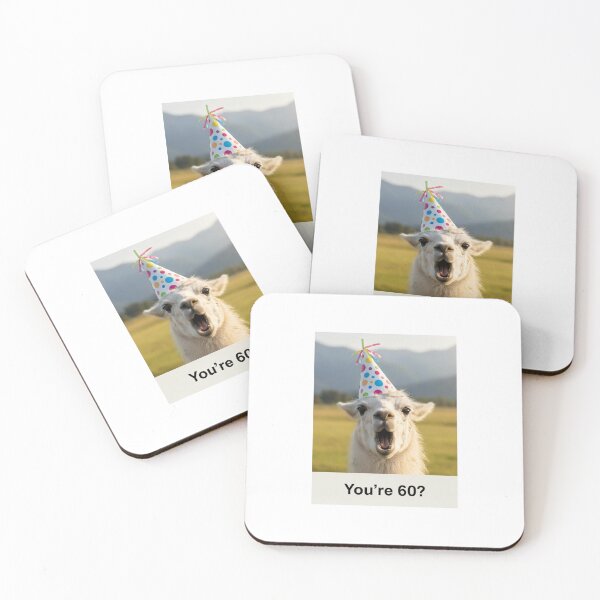 Item preview, You're 60? Llama Birthday funny prank meme pun designed and sold by CheeseBlueprint.