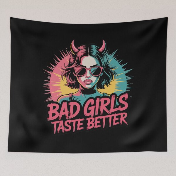 Item preview, Bad Girls Taste Better – Retro Devil Girl Aesthetic T-Shirt | Rebellious Streetwear Design designed and sold by GlessedUp.