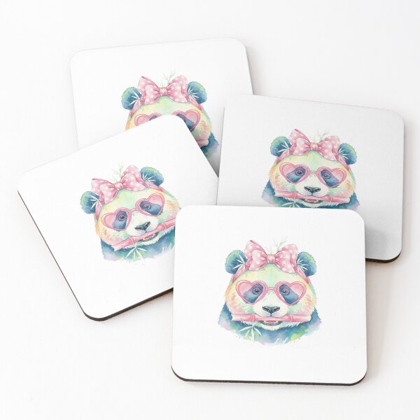 Item preview, Cute Watercolor Panda with Bow and Heart Sunglasses | Kawaii Pastel Rainbow Bear designed and sold by Colorful-Garden.