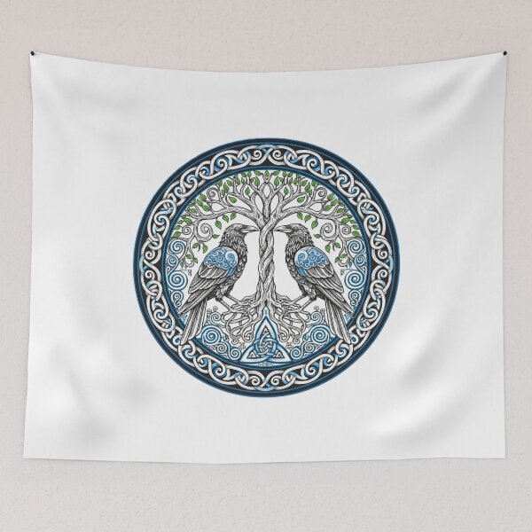 Item preview, Celtic Ravens and Yggdrasil Tree of Life designed and sold by CelticSoulShop.