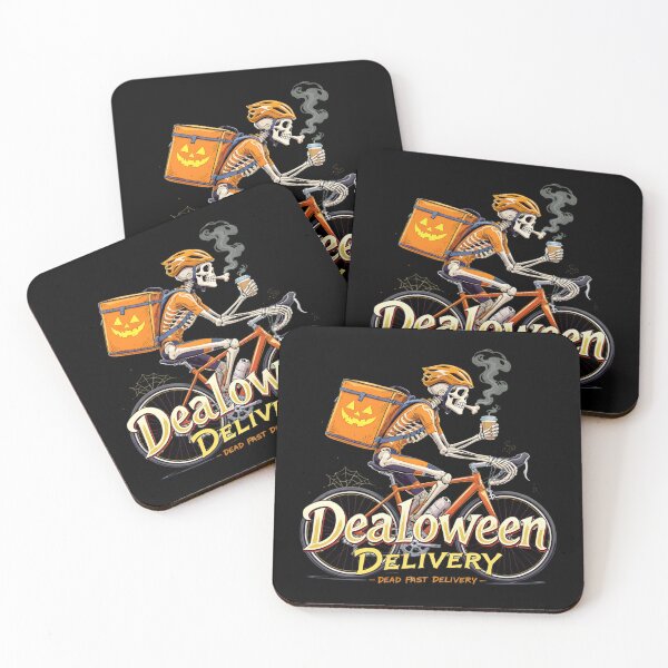 Item preview, Funny Skeleton Riding Bicycle Halloween Art – Dead Fast Delivery designed and sold by petpuppymania.