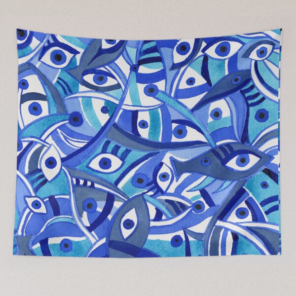 Item preview, Blue Eye Pattern Watercolor  designed and sold by Irina Sztukowski.