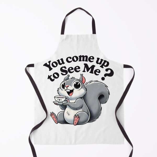 Item preview, Adorable Squirrel with Tea Cup and Playful "You Come Up To See Me?". designed and sold by The-T-In-Retro.