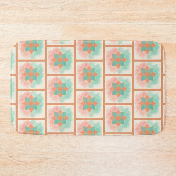 Item preview, Watercolor Islamic Geometric Star (V.1) – Teal and Orange Sacred Pattern designed and sold by D-Islamic.