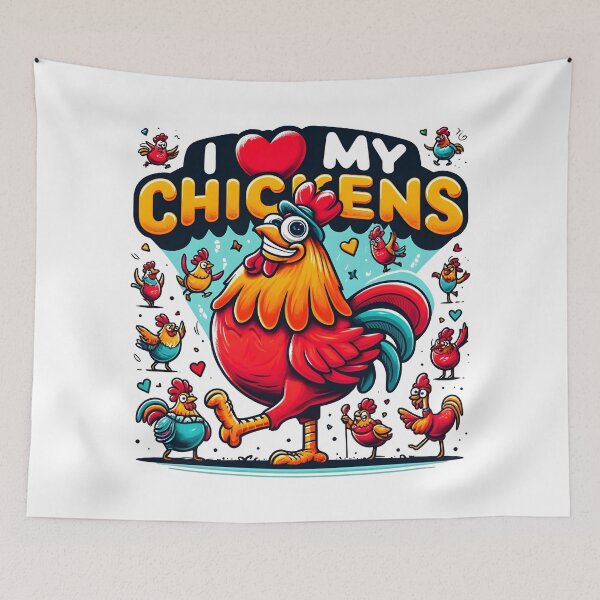 Item preview, I Love My Chickens Funny Cartoon Rooster Art. designed and sold by The-T-In-Retro.