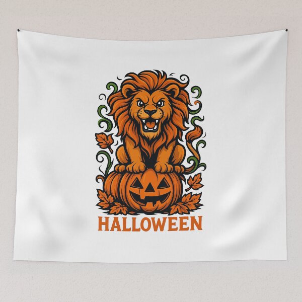 Item preview, Halloween Lion with Pumpkins Artwork designed and sold by Animarisca.