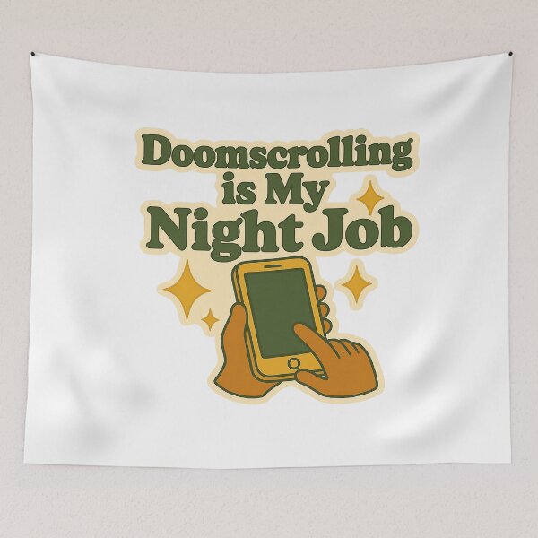 Item preview, Doomscrolling is My Night Job Retro Design designed and sold by myselftherapy.