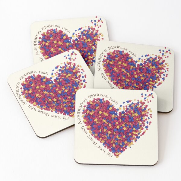 Item preview, Colorful 3D Stars Heart Design - Acceptance, Kindness, Faith designed and sold by D-Islamic.
