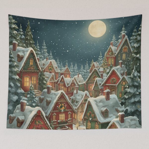 Item preview, Cozy Winter Moon Night designed and sold by lovelywhimsyart.