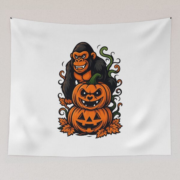 Item preview, Halloween Gorilla with Pumpkins Illustration designed and sold by Animarisca.