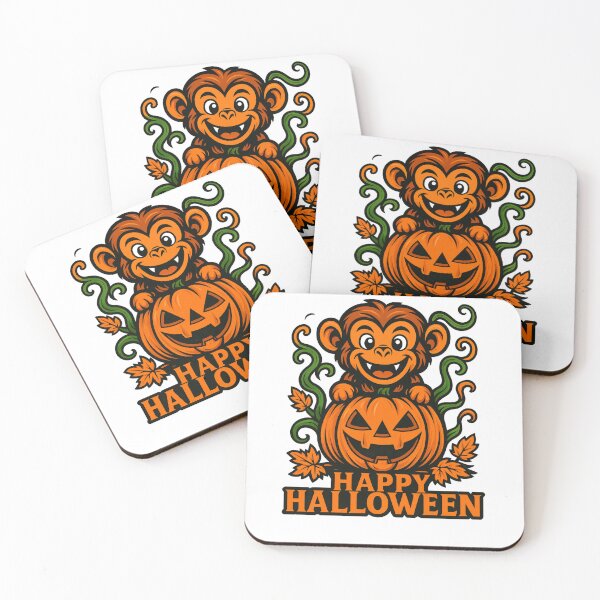 Item preview, Halloween Monkey with Pumpkins Illustration designed and sold by Animarisca.