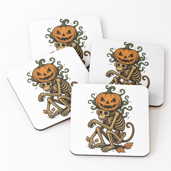 Item preview, Halloween Skeleton Monkey with Pumpkin Head designed and sold by Animarisca.