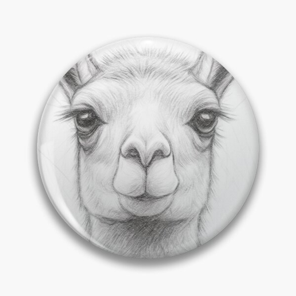 Artikelvorschau, Schwarz-weiße Lama-Bleistiftskizze entworfen und verkauft von Leon Woods Pencil Art.
