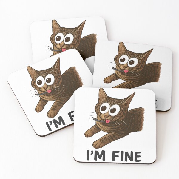 Item preview, Funny Cartoon Cat Saying "I'm Fine" designed and sold by Animarisca.