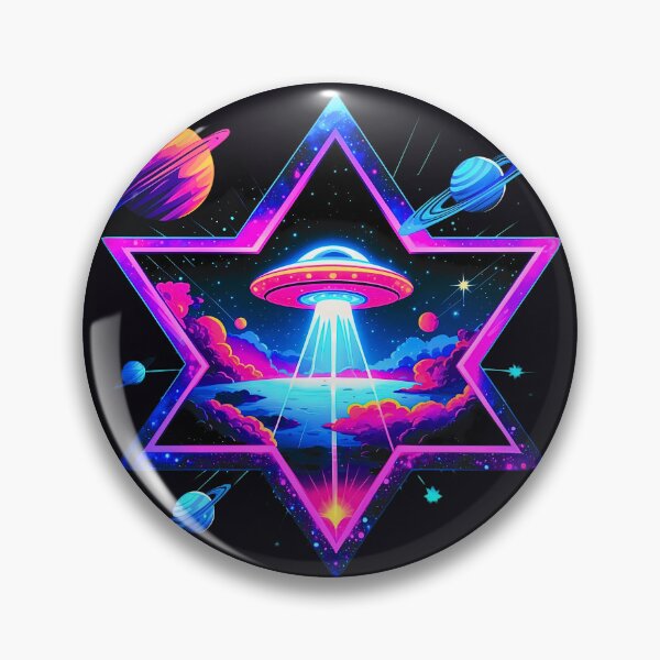 Item preview, Galactic Ascension – Neon UFO in a Cosmic Star designed and sold by OrbitTrend.
