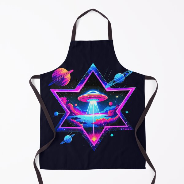 Item preview, Galactic Ascension – Neon UFO in a Cosmic Star designed and sold by OrbitTrend.