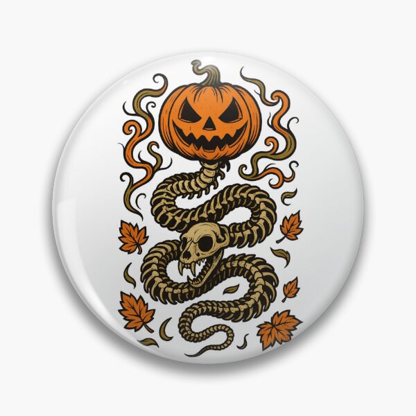 Item preview, Halloween Skeleton Snake with Pumpkin Head designed and sold by Animarisca.
