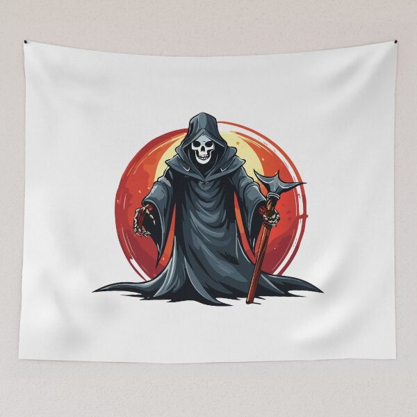 Item preview, Grim Reaper with scythe death, Grim reaper holding sickle,  ghost death scary creepy, Grim reaper skull with hood designed and sold by Danler.