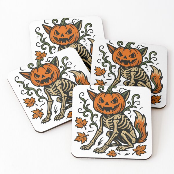 Item preview, Halloween Skeleton Fox with Pumpkin Head designed and sold by Animarisca.