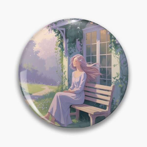 Item preview, Peaceful Lavender Cottage Girl designed and sold by lovelywhimsyart.