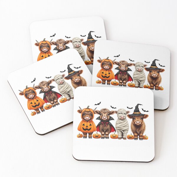 Item preview, Cute Highland Cow Halloween Costume Squad | Pumpkin, Vampire, Mummy & Witch Cows Illustration designed and sold by FOFANOS28.