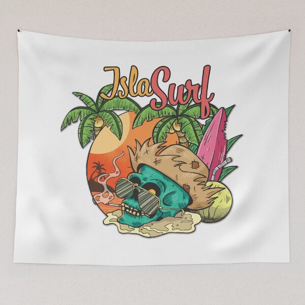 Item preview, Isla Surf – Eternal Chill Sunset Skull designed and sold by tshirt-tech-pr.