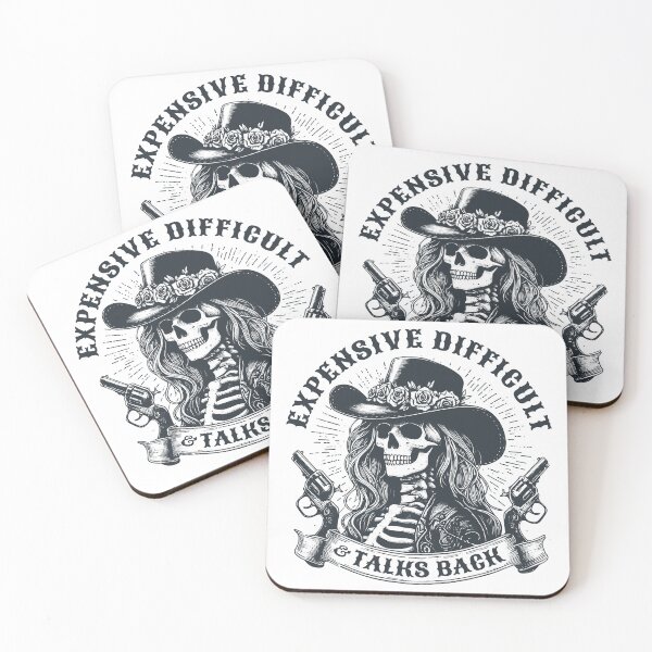 Item preview, Expensive Difficult Cowgirl Skeleton – Western Gothic Attitude Art (black) designed and sold by Margival.