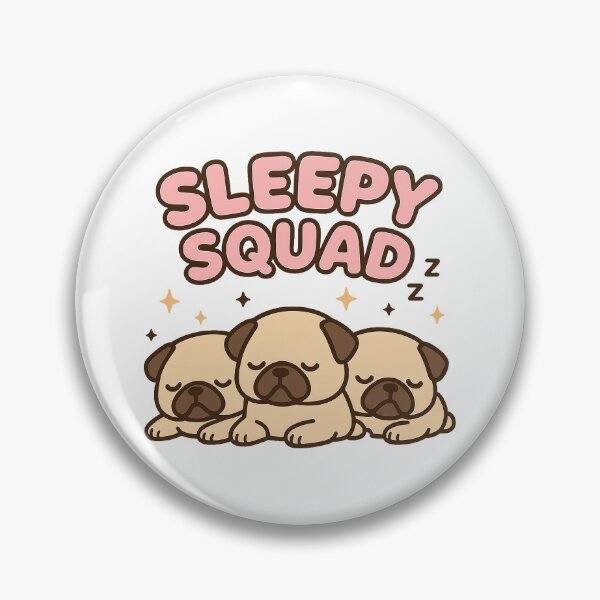 Item preview, Sleepy Squad – Kawaii Pugs in Pink Bubble Letters designed and sold by Zee's Whimsical Wonders.