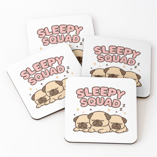 Item preview, Sleepy Squad – Kawaii Pugs in Pink Bubble Letters designed and sold by Zee's Whimsical Wonders.