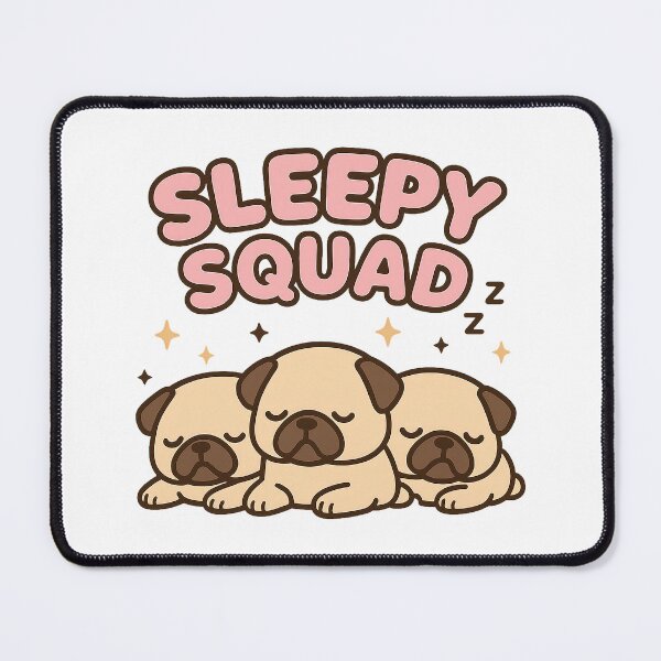 Item preview, Sleepy Squad – Kawaii Pugs in Pink Bubble Letters designed and sold by Zee's Whimsical Wonders.