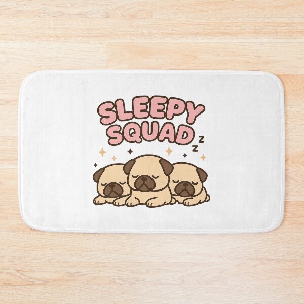 Item preview, Sleepy Squad – Kawaii Pugs in Pink Bubble Letters designed and sold by Zee's Whimsical Wonders.