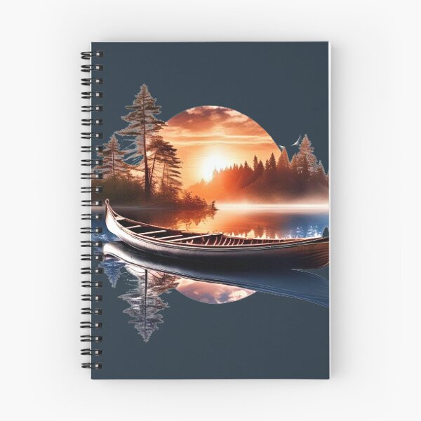 Item preview, Canoe and Sunset Lake Reflection – Tranquil Wilderness Art designed and sold by ActiveOutdoorLiving.