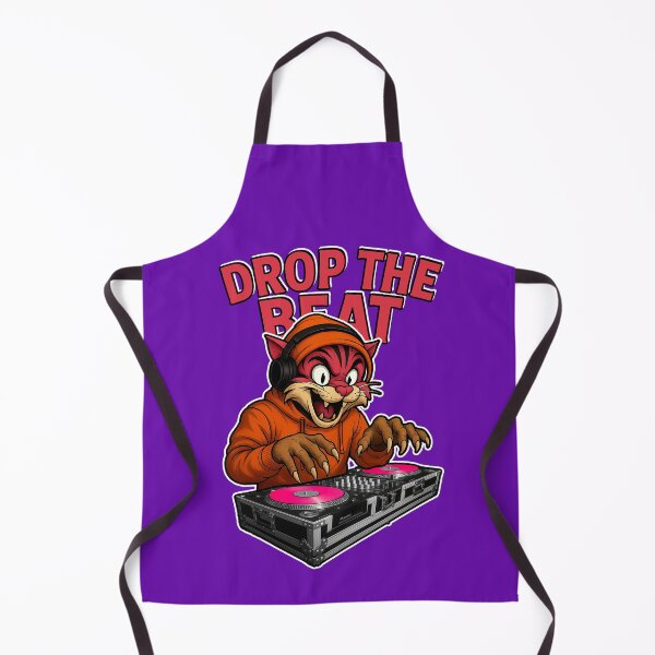 Item preview, Drop the Beat DJ Cat – Red Striped Hoodie Kitty Design designed and sold by averagejoekster.