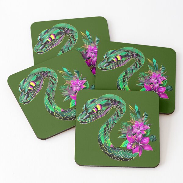 Item preview, Lime Green Geometric Snake | Retro Floral Serpent Art for Nature Lovers designed and sold by Naturalite19.