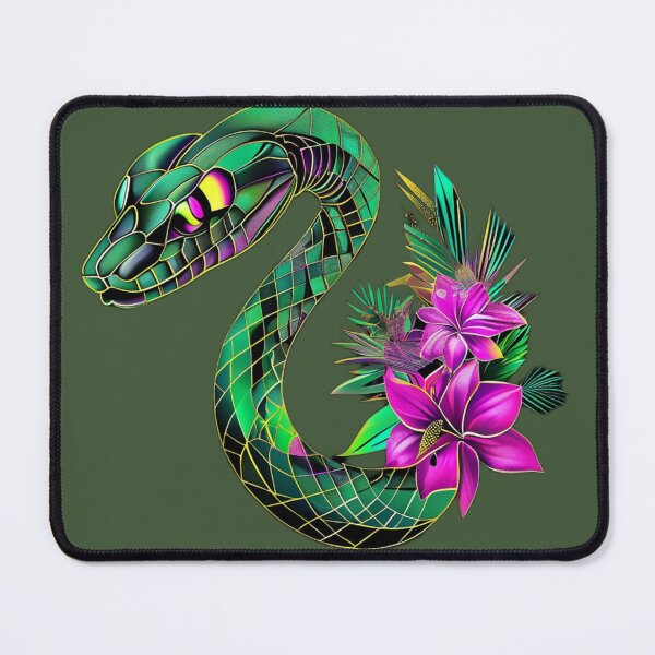 Item preview, Lime Green Geometric Snake | Retro Floral Serpent Art for Nature Lovers designed and sold by Naturalite19.