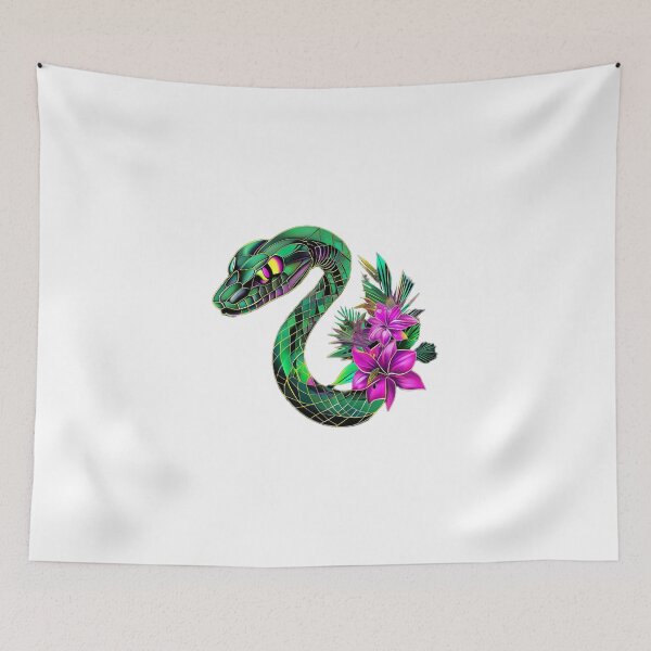 Item preview, Lime Green Geometric Snake | Retro Floral Serpent Art for Nature Lovers designed and sold by Naturalite19.