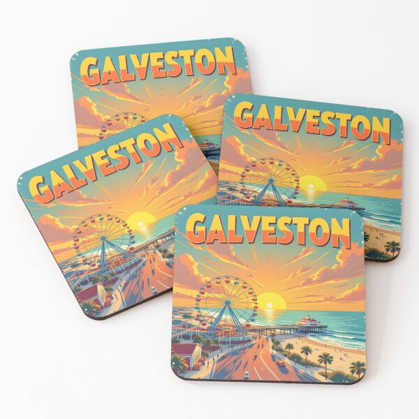 Item preview, Galveston, Texas: Vintage-Style Painterly Travel Poster designed and sold by LSVart.