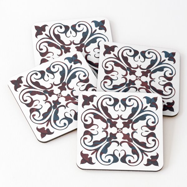 Item preview, Prussian Blue & Dried Rose Vintage Pattern – Elegant Dual Tone Design designed and sold by Phoenix Art Studio.