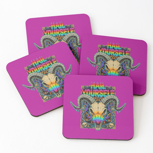 Item preview, Rainbow Psychedelic Ram Skull Baphomet designed and sold by CoffinsArt.