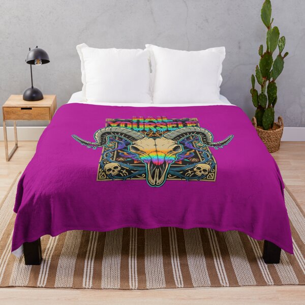 Item preview, Rainbow Psychedelic Ram Skull Baphomet designed and sold by CoffinsArt.