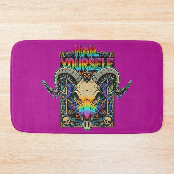 Item preview, Rainbow Psychedelic Ram Skull Baphomet designed and sold by CoffinsArt.
