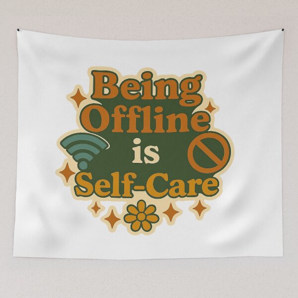 Item preview, Being Offline is Self-Care Retro Design designed and sold by myselftherapy.